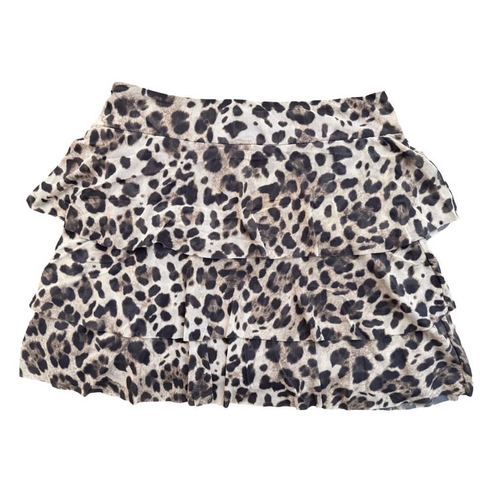 Y2K Cache Mesh Cheetah Tiered Mini Skirt - Picture 2 of 3